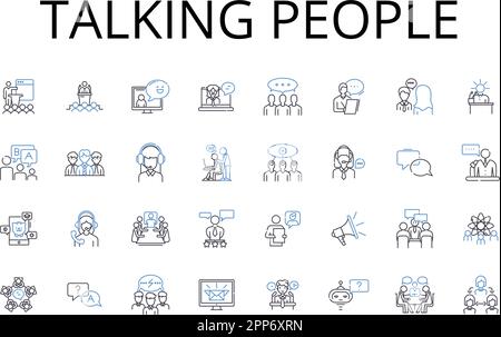 Collection d'icônes de la ligne Talking People. Converser des individus, communiquer des gens, faire du bruit, bancter des gens, bavarder des groupes Illustration de Vecteur