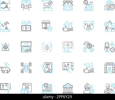 Ensemble d'icônes linéaires de financement d'entreprise. Venture, investissement, Seed, Angel, financement, Capital, vecteur de ligne d'équité et signes de concept. Angélique,financement participatif,IPO Illustration de Vecteur