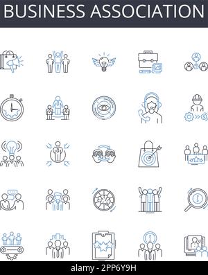 Collection d'icônes de ligne d'association professionnelle. Alliance commerciale, coalition d'entreprise, partenariat d'entreprise, consortium d'entreprise, société nerk, Commercial Illustration de Vecteur