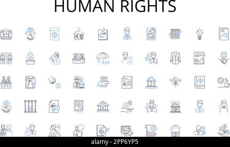 collection d'icônes de ligne de droits de l'homme. Analyse, marquage, communication, contenu, engagement, Influenceurs, vecteur marketing et illustration linéaire Illustration de Vecteur