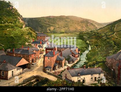 Boscastle, vue de New Road, Cornwall, Angleterre, vers 1900 Banque D'Images