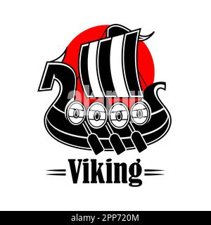 Drakkar concluent. Transport Viking Ship. Vector Illustration. Identité de marque conception de corporation de logo template isolé sur fond blanc Illustration de Vecteur