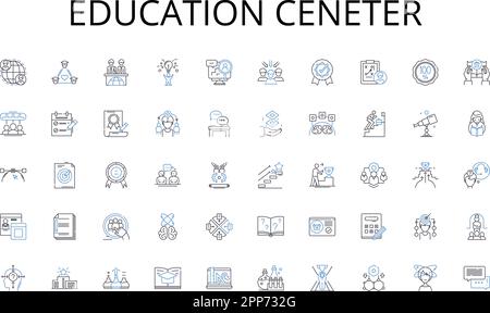 Collection d'icônes de ligne de ceneter d'éducation. Chiffrement, confidentialité, sécurité, sauvegarde, pare-feu, Violation, vecteur d'authentification et illustration linéaire Illustration de Vecteur