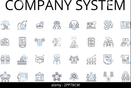 Collection d'icônes de ligne du système de l'entreprise. Structure de l'entreprise, structure de l'entreprise, plate-forme de l'entreprise, entreprise nerk, appareil de l'entreprise, Ferme Illustration de Vecteur