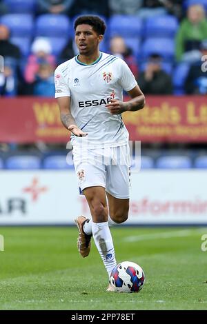 Birkenhead, Royaume-Uni. 22nd avril 2023. Ethan Bristow de Tranmere Rovers en action. EFL Skybet deuxième match de football, Tranmere Rovers / Grimsby Town à Prenton Park, Birkenhead, Wirral le samedi 22nd avril 2023. Cette image ne peut être utilisée qu'à des fins éditoriales. Utilisation éditoriale uniquement, licence requise pour une utilisation commerciale. Aucune utilisation dans les Paris, les jeux ou les publications d'un seul club/ligue/joueur.pic par Chris Stading/Andrew Orchard sports Photography/Alamy Live News crédit: Andrew Orchard sports Photography/Alamy Live News Banque D'Images