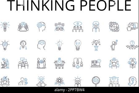 Collection d'icônes Thinking People Line. Individus intellectuellement curieux, individus analytiques, esprits qui font réfléchir, penseurs rationnels Illustration de Vecteur