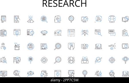 Collection d'icônes de ligne de recherche. Diversification, répartition des actifs, gestion des risques, à long terme, portefeuille, Croissance, vecteur de valeur et illustration linéaire Illustration de Vecteur