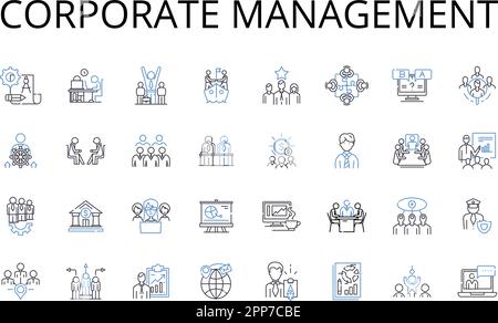 Collection d'icônes de ligne de gestion d'entreprise. Direction exécutive, Administration des affaires, gouvernance de l'entreprise, Direction organisationnelle, équipe Illustration de Vecteur