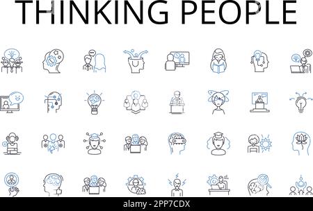 Collection d'icônes Thinking People Line. Individus intellectuellement curieux, individus analytiques, esprits qui font réfléchir, penseurs rationnels Illustration de Vecteur