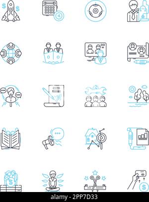 Ensemble d'icônes linéaires du plan financier. Budget, investissement, épargne, retraite, richesse, Assurance, vecteur de ligne de dette et signes de concept. Revenus,dépenses Illustration de Vecteur