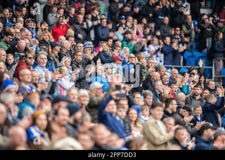 Cardiff City Supporters lors du match de championnat Sky Bet Cardiff City vs Stoke City au stade de Cardiff City, Cardiff, Royaume-Uni, 22nd avril 2023 (photo de Craig Anthony/News Images) Banque D'Images