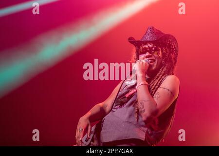 Indio, États-Unis. 21st avril 2023. Chanteur Lava la rue (Ava Laurel) pendant le Festival de musique de Coachella à l'Empire Polo Club sur 21 avril 2023, à Indio, Californie (photo par Daniel DeSlover/Sipa USA) crédit: SIPA USA/Alay Live News Banque D'Images