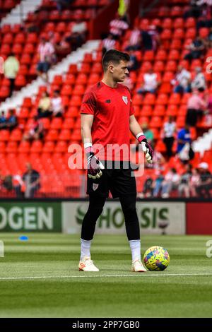 22 avril 2023: ALMERIA, ESPAGNE - AVRIL 22: Julen Agurezabala de l'Athlétique de Bilbao pendant le réchauffement du match entre UD Almeria et Athlétique de Bilbao de la Liga Santander sur 22 avril 2023 au stade Powerhouse à Almeria, Espagne. (Credit image: © Samuel Carreño/PX Imagens via ZUMA Press Wire) USAGE ÉDITORIAL SEULEMENT! Non destiné À un usage commercial ! Banque D'Images