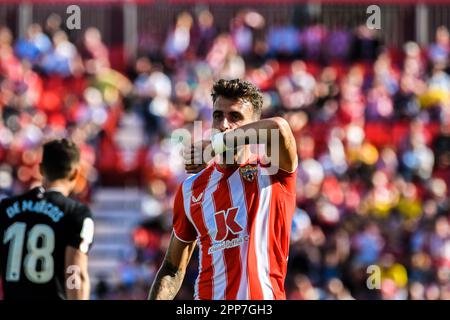 22 avril 2023: ALMERIA, ESPAGNE - AVRIL 22: Alex Centelles de UD Almeria célèbre son but lors du match entre UD Almeria et Athlétique de Bilbao de la Liga Santander sur 22 avril 2023 au stade Powerhouse à Almeria, Espagne. (Credit image: © Samuel Carreño/PX Imagens via ZUMA Press Wire) USAGE ÉDITORIAL SEULEMENT! Non destiné À un usage commercial ! Banque D'Images