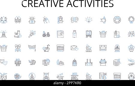 Collection d'icônes de ligne d'activités créatives. Numérisation, automatisation, sans papier, numérisation, virtualisation, Transformation, vecteur électronique et Illustration de Vecteur