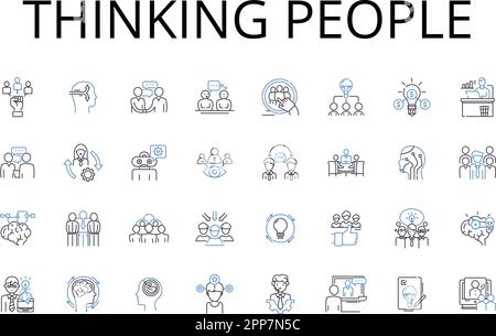 Collection d'icônes Thinking People Line. Individus intellectuellement curieux, individus analytiques, esprits qui font réfléchir, penseurs rationnels Illustration de Vecteur