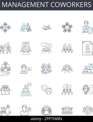 Collection d'icônes de ligne de collaborateurs de gestion. Agents de discipline, personnel administratif, collègues de supervision, équipe de contrôle, employés de régulation Illustration de Vecteur