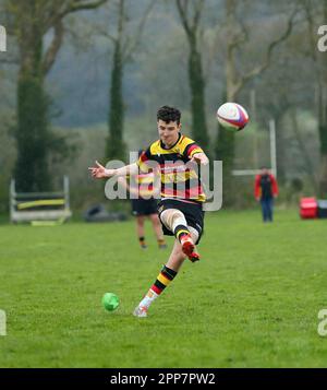 Carmarthen Quins RFC jeunes v NCE RFC jeunes Carmarthenshire Cup demi-finale 2023 Banque D'Images