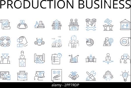 Collection d'icônes de ligne de production. Industrie manufacturière, secteur des services, commerce de détail, entreprise agricole, institution financière Illustration de Vecteur