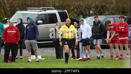 Carmarthen Quins RFC jeunes v NCE RFC jeunes Carmarthenshire Cup demi-finale 2023 Banque D'Images