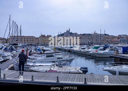 marina dans le vieux port, Marseille, France Banque D'Images