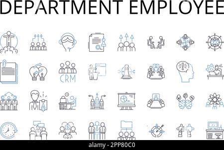 Collection d'icônes de lignes d'employés du service. Membre de l'équipe, employé, personnel de la division, personnel de l'unité, employé de l'entreprise, Employé de la succursale, personnel du bureau Illustration de Vecteur