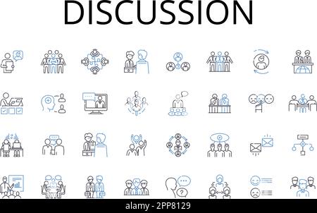 Collection d'icônes de ligne de discussion. Débat, dialogue, discussion, communication, discours, Correspondance, vecteur d'échange et illustration linéaire. Parle Illustration de Vecteur