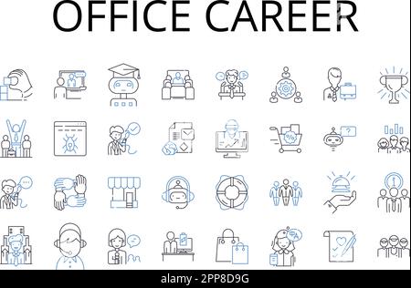 Collection Office Career Line Icons. Échelle d'entreprise, trajectoire professionnelle, parcours de direction, progression de l'entreprise, avancement du travail, Profession Illustration de Vecteur