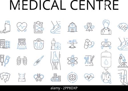 Collection d'icônes de centre médical. Hôpital, clinique, Centre de santé, clinique, Centre médical, Centre de santé, vecteur infirmerie et linéaire Illustration de Vecteur