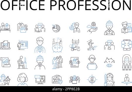 Collection d'icônes de la profession de bureau. Emploi, carrière, profession, travail, vocation, Appel, vecteur d'emploi et illustration linéaire. Ligne de travail Illustration de Vecteur