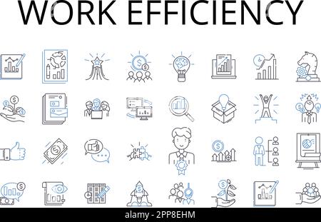 Collection d'icônes de ligne d'efficacité du travail. Gestion du temps, optimisation de la productivité, utilisation des ressources, amélioration des performances, optimisation des sorties, Tâche Illustration de Vecteur