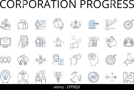 Collection d'icônes de ligne de progression de la société. Expansion de l'entreprise, développement de l'entreprise, croissance de l'entreprise, avancement de l'entreprise, évolution de l'entreprise Illustration de Vecteur