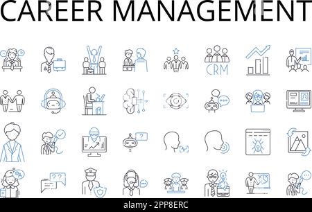 Collection d'icônes de ligne de gestion de carrière. Développement de l'emploi, avancement du travail, stratégie d'emploi, planification professionnelle, progression de carrière, Entreprise Illustration de Vecteur