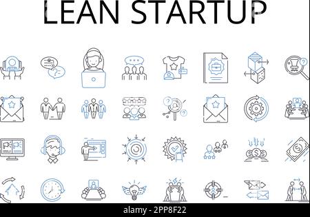 Collection d'icônes de ligne de démarrage allégée. Développement agile, méthodologie Scrum, produit viable minimum, découverte de clients, itération rapide, Piratage de croissance Illustration de Vecteur