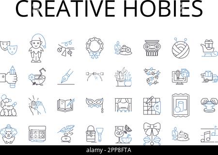 Collection Creative hobies Line Icons. Des entreprises audacieuses, des passions audacieuses, des fantaisies fantaisistes, des passe-temps novateurs, des versions originales, Activités originales Illustration de Vecteur