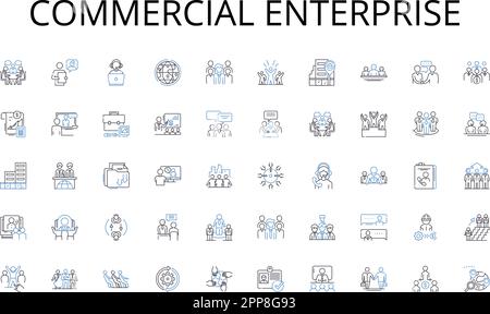 Collection d'icônes d'entreprise commerciale. Éducation, apprentissage, cursus, salle de classe, enseignant, Étudiant, vecteur de devoir et illustration linéaire Illustration de Vecteur