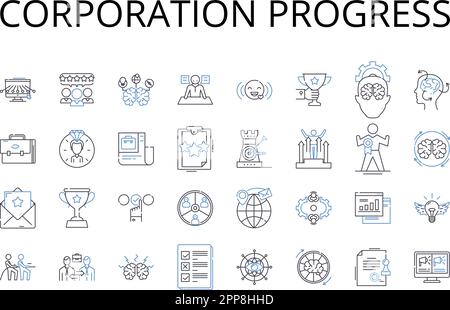 Collection d'icônes de ligne de progression de la société. Expansion de l'entreprise, développement de l'entreprise, croissance de l'entreprise, avancement de l'entreprise, évolution de l'entreprise Illustration de Vecteur