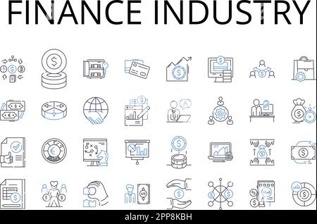 Collection d'icônes du secteur financier. Secteur bancaire, système économique, sphère d'activité, Commerce international, Environnement d'entreprise, Mon marché, domaine fiscal Illustration de Vecteur