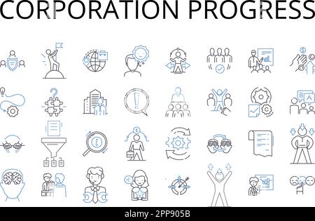 Collection d'icônes de ligne de progression de la société. Expansion de l'entreprise, développement de l'entreprise, croissance de l'entreprise, avancement de l'entreprise, évolution de l'entreprise Illustration de Vecteur