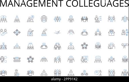 Collection d'icônes de ligne de collaborateurs de gestion. Circuits, amplificateur, Microchip, transistor, silicium, Semi-conducteur, vecteur de tension et linéaire Illustration de Vecteur