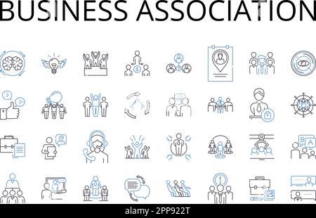 Collection d'icônes de ligne d'association professionnelle. Alliance commerciale, coalition d'entreprise, partenariat d'entreprise, consortium d'entreprise, société nerk, Commercial Illustration de Vecteur