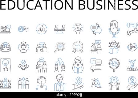 Collection d'icônes de secteur d'activité du secteur de l'éducation. Entreprise d'apprentissage, marché de l'enseignement, secteur de la connaissance, secteur académique, domaine universitaire, Formation Illustration de Vecteur