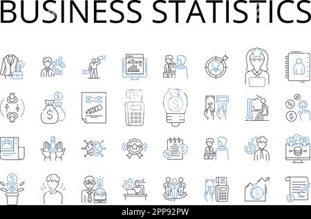 Collection d'icônes de ligne de statistiques d'entreprise. Psychologie sociale, écologie, informatique, justice pénale, sécurité informatique Illustration de Vecteur