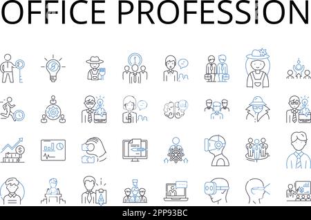 Collection d'icônes de la profession de bureau. Emploi, carrière, profession, travail, vocation, Appel, vecteur d'emploi et illustration linéaire. Ligne de travail Illustration de Vecteur