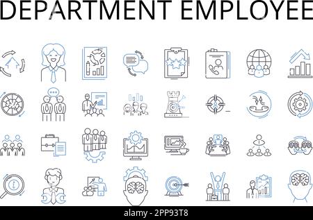 Collection d'icônes de lignes d'employés du service. Membre de l'équipe, employé, personnel de la division, personnel de l'unité, employé de l'entreprise, Employé de la succursale, personnel du bureau Illustration de Vecteur