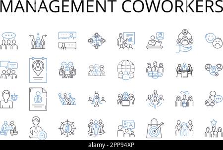 Collection d'icônes de ligne de collaborateurs de gestion. Agents de discipline, personnel administratif, collègues de supervision, équipe de contrôle, employés de régulation Illustration de Vecteur