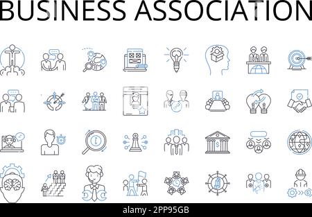 Collection d'icônes de ligne d'association professionnelle. Alliance commerciale, coalition d'entreprise, partenariat d'entreprise, consortium d'entreprise, société nerk, Commercial Illustration de Vecteur