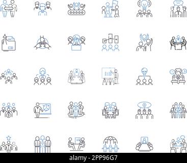 Collection d'icônes de ligne de conférence professionnelle. Nerking, collaboration, croissance, innovation, synergie, Stratégie, vecteur d'exécution et illustration linéaire Illustration de Vecteur