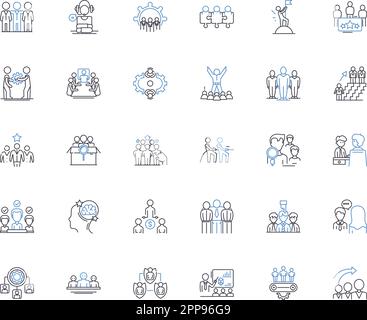 Collection d'icônes de ligne d'association. Unité, Alliance, Coalition, Partenariat, Communauté, Collaboration, vecteur de regroupement et illustration linéaire. Club Illustration de Vecteur