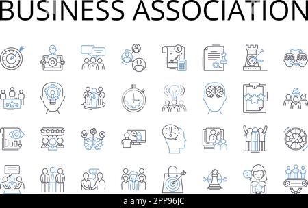 Collection d'icônes de ligne d'association professionnelle. Alliance commerciale, coalition d'entreprise, partenariat d'entreprise, consortium d'entreprise, société nerk, Commercial Illustration de Vecteur
